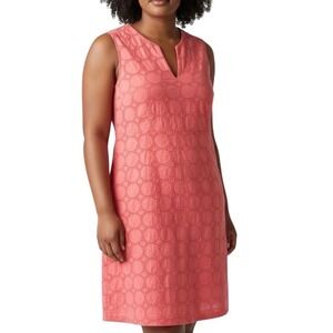 Banana Republic Eyelet Shift Dress Womens 14 Peach Excellent Cotton Sleeveless